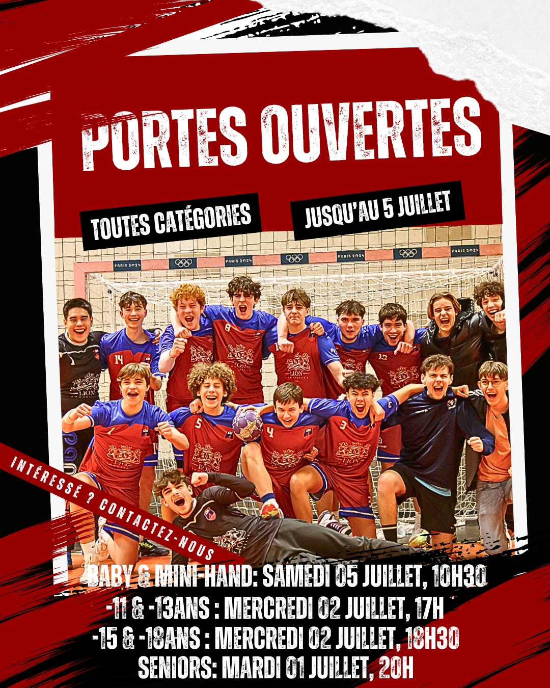 Affiche portes ouvertes pour du handball à la Madeleine